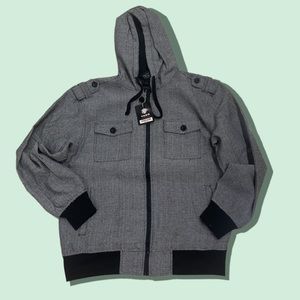 COPY - Men’s houndstooth woven black and gray zip up hoodie size XL brand new